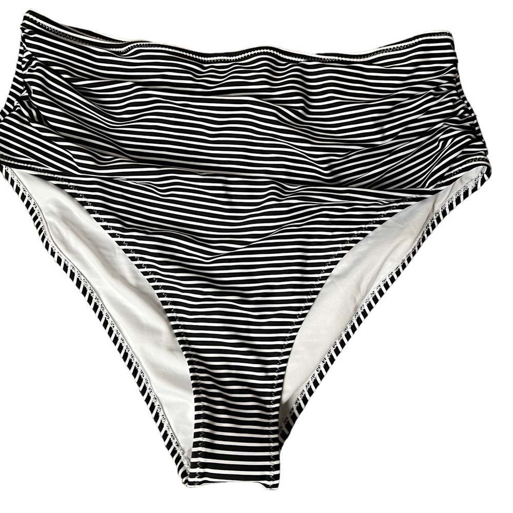 CUPSHE highrise stripped swim bottom womens XL NWT